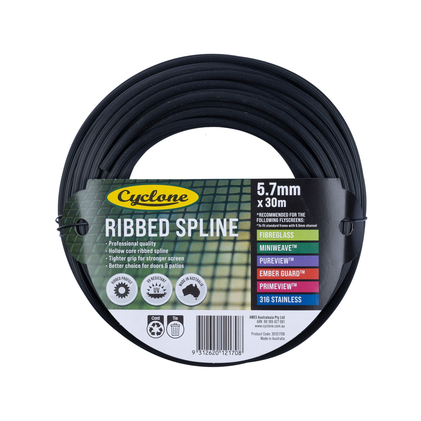 Cyclone 5.7mm x 30m Tufflite Ribbed Spline(0)More options available