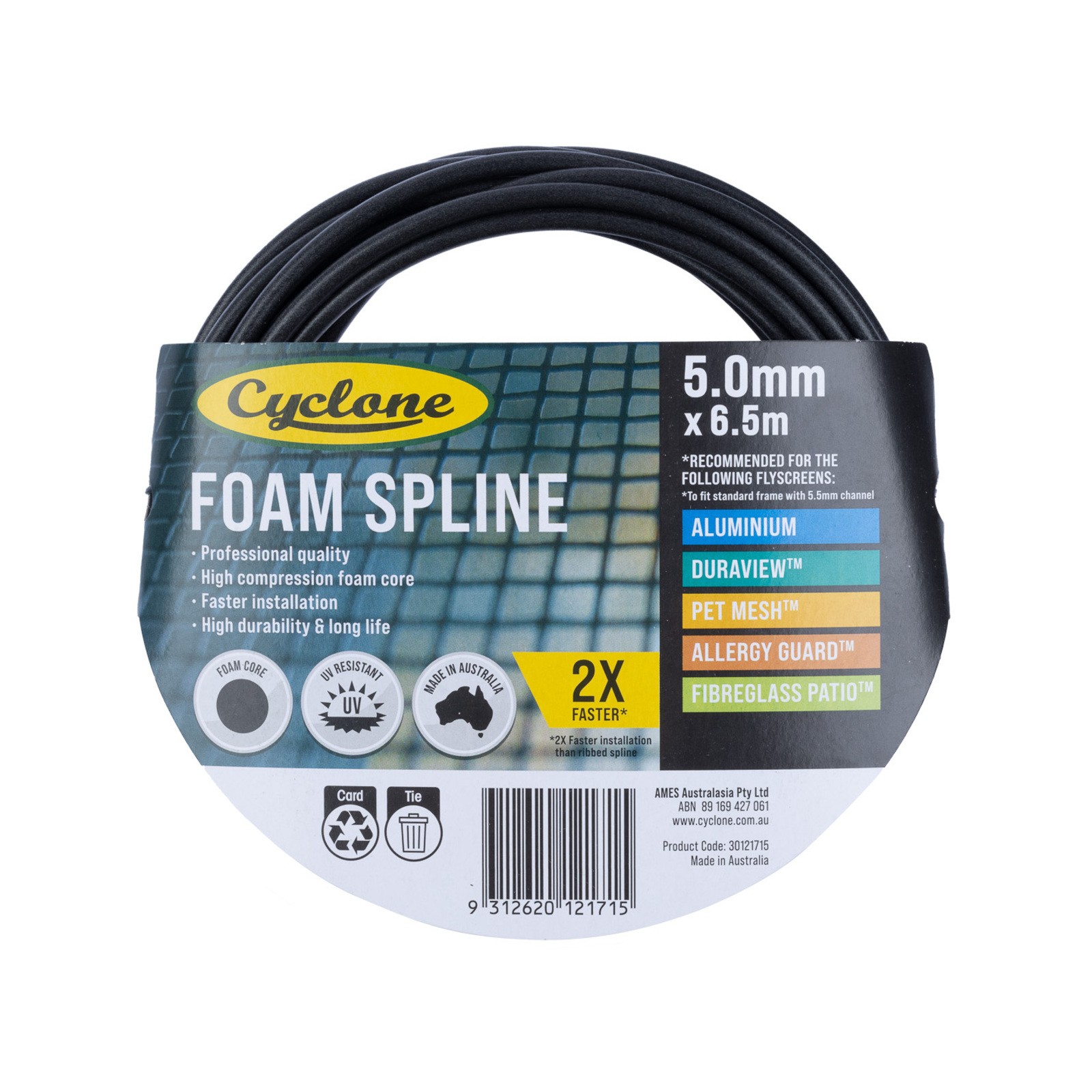 Cyclone 5.0mm x 6.5m Pro Foam Spline(2)More options available