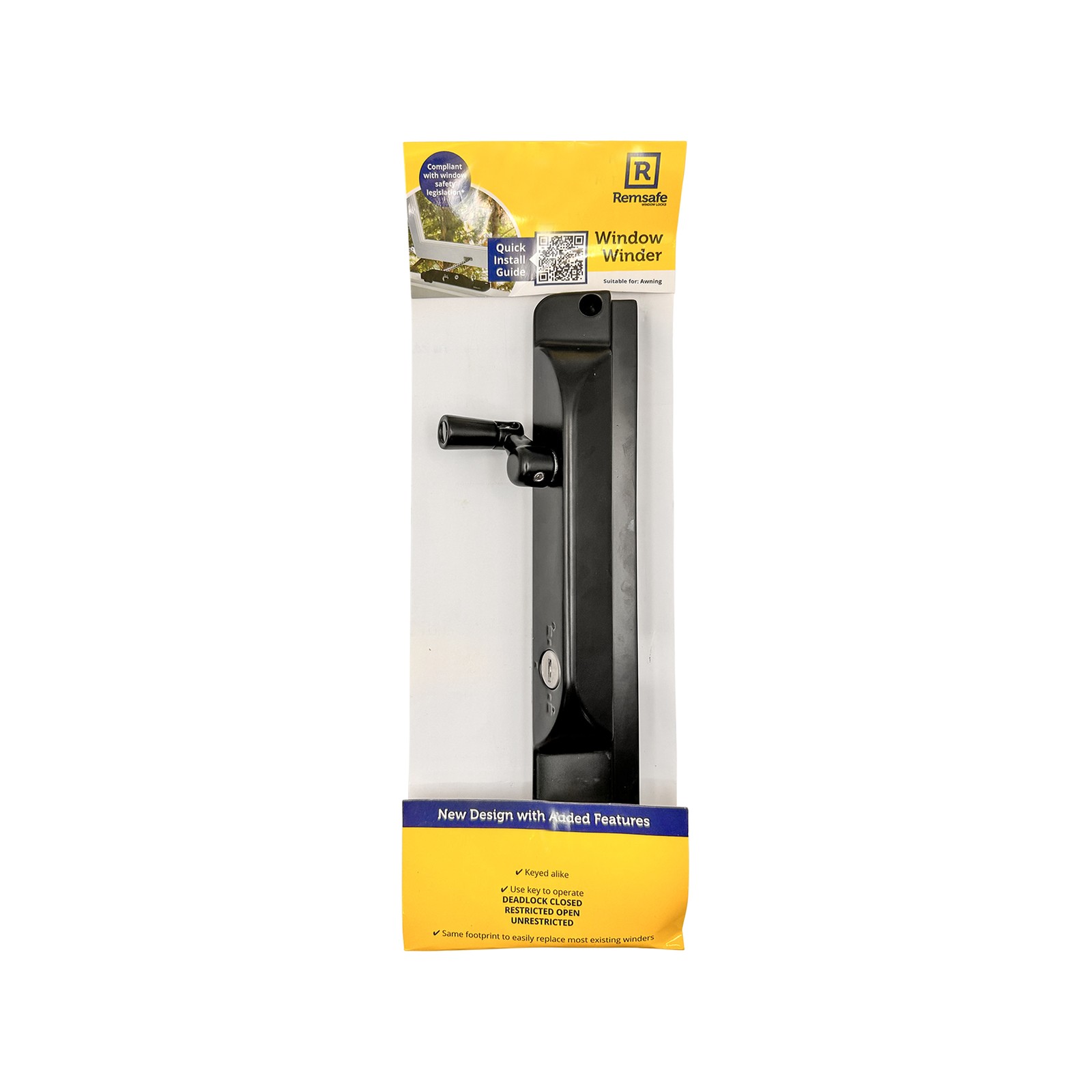 Remsafe Stainless Steel Black Window Winder