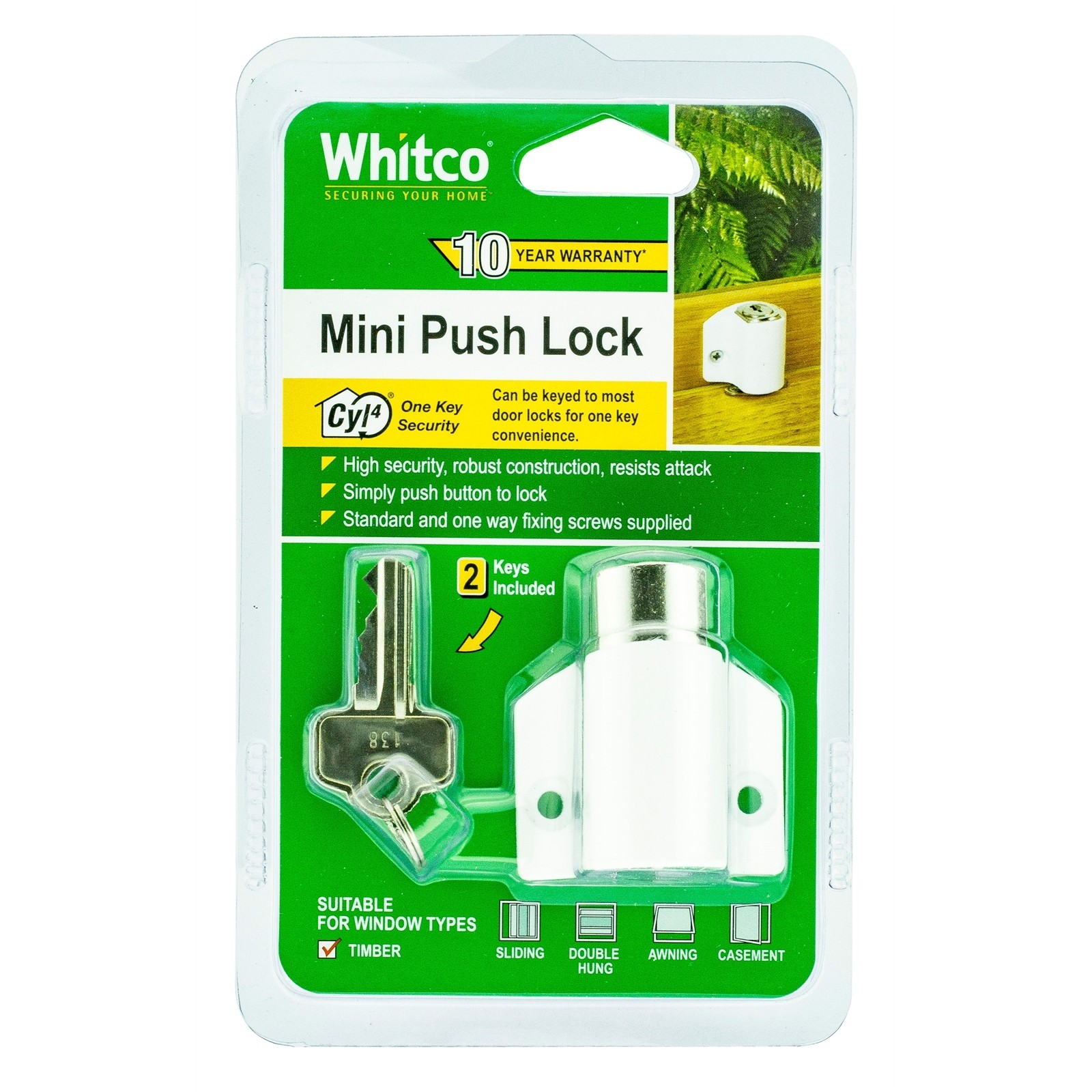 Whitco White CYL4 Mini Push Lock