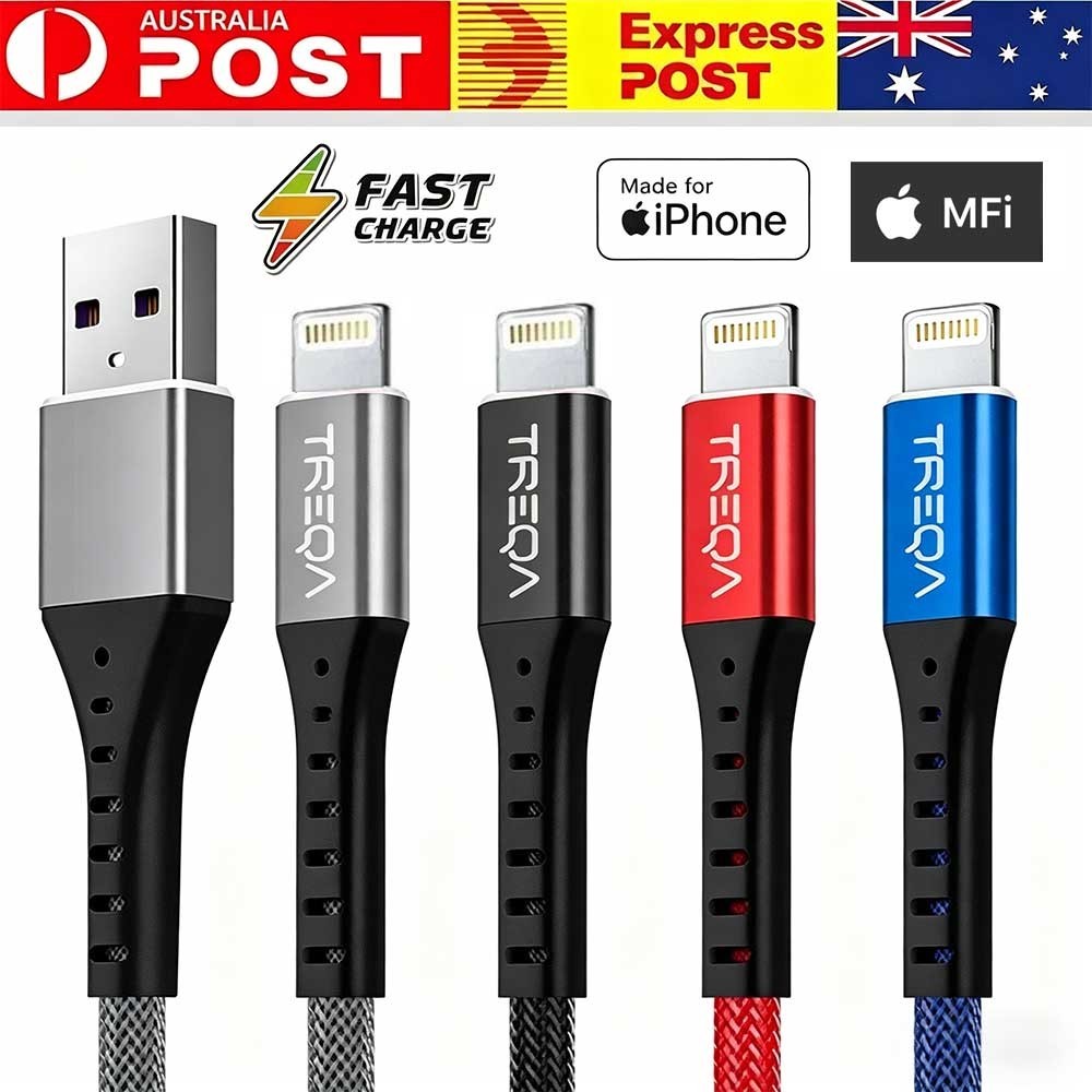 TREQA MFI Certified Charging Cable 2-pack 0.5m Apple For iPhone 14 13 12 11 XR
