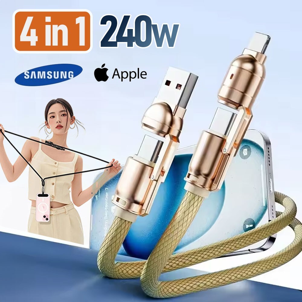 Phone Lanyard Fast Charging Cable Crossbody USB-C 60W Data Transfer 480Mbps 1.5m
