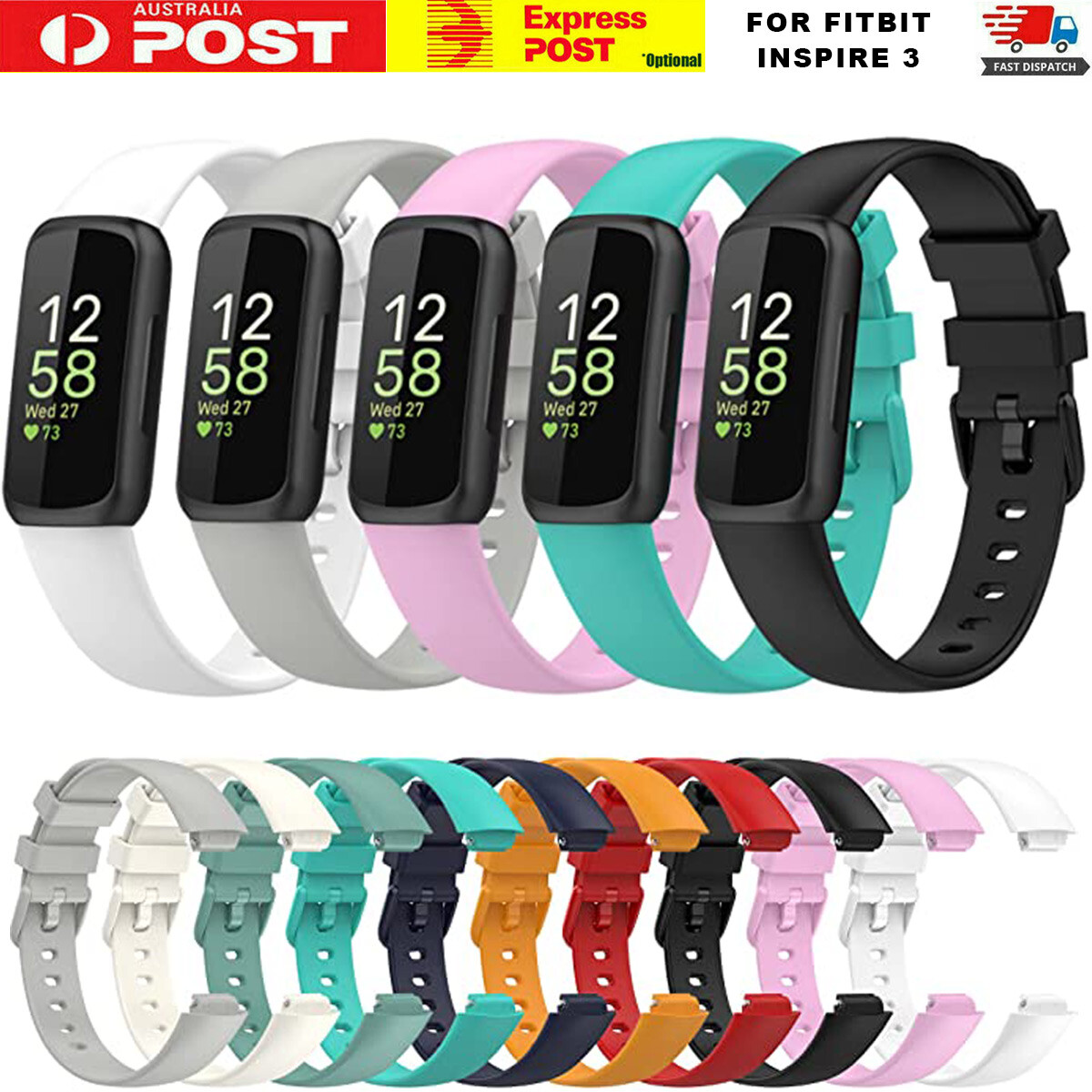 For Fitbit Inspire 3 Silicone Replacement Wristband Black Sports 12 mm Soft Easy