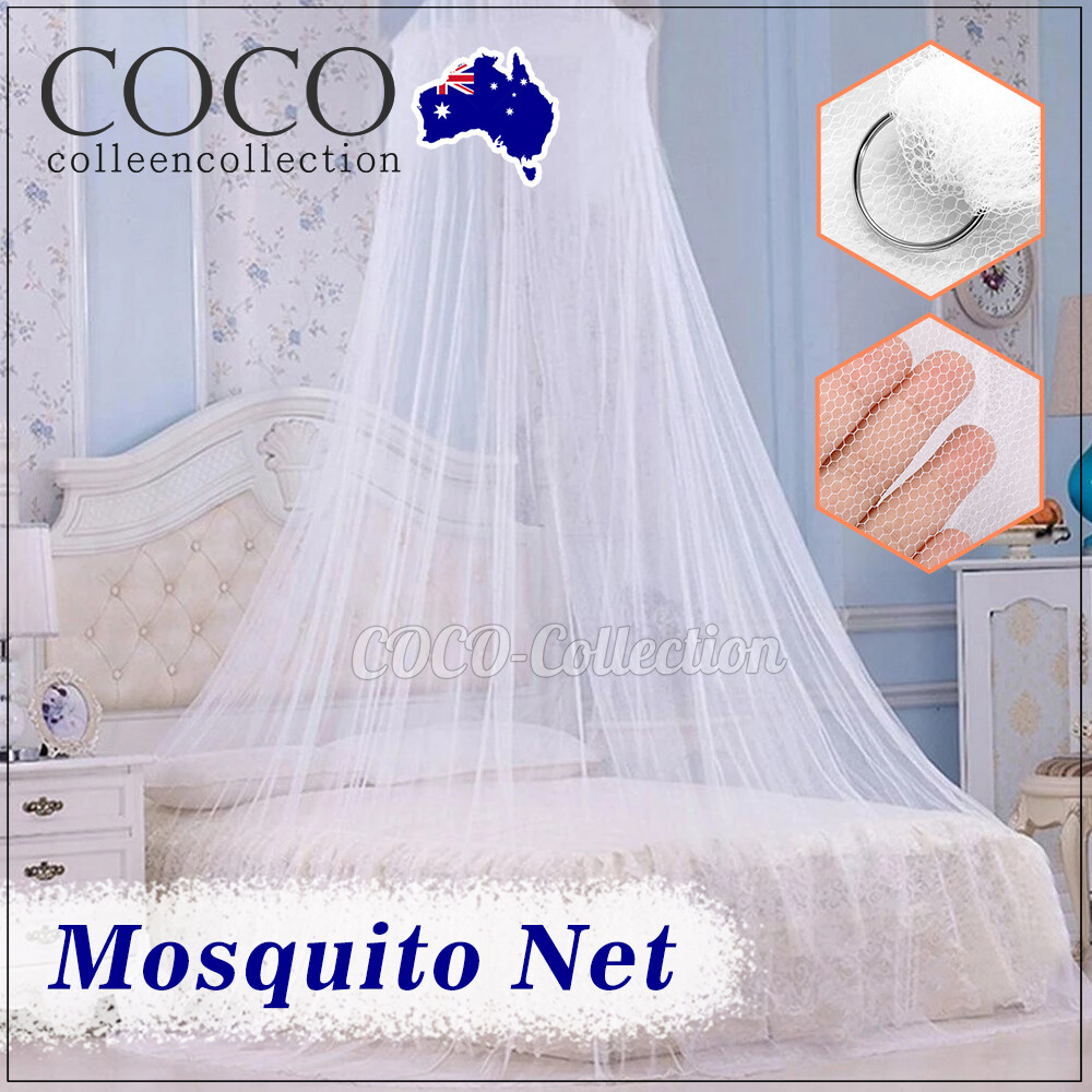 Large White Polyester Mosquito Net Canopy Round Queen Bed Curtain Netting AU
