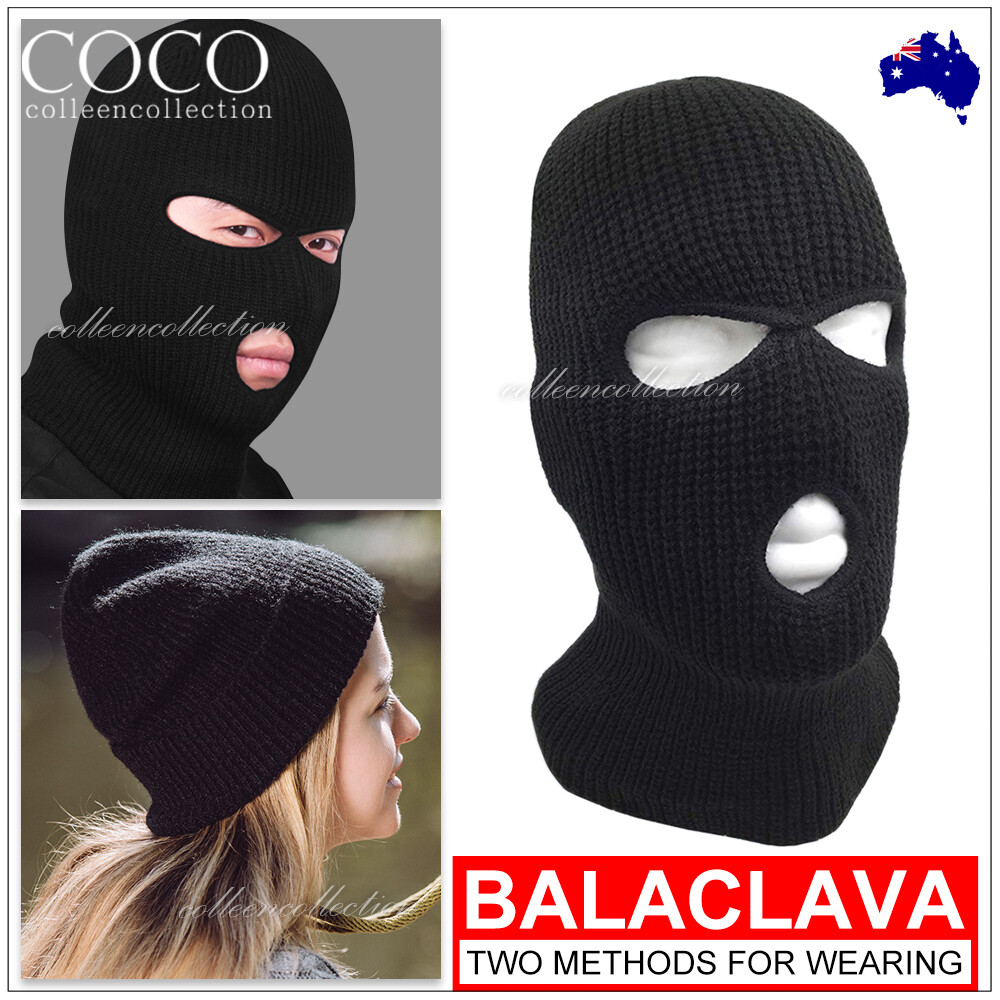 Black 3 Holes Unisex Balaclava SAS Style Mask Neck Beanie Cap Warm Ski Hat