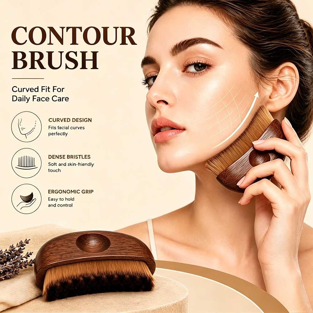 Facial Massage Brush Curved Contour Design Soft Bristles Sensitive Skin Portable