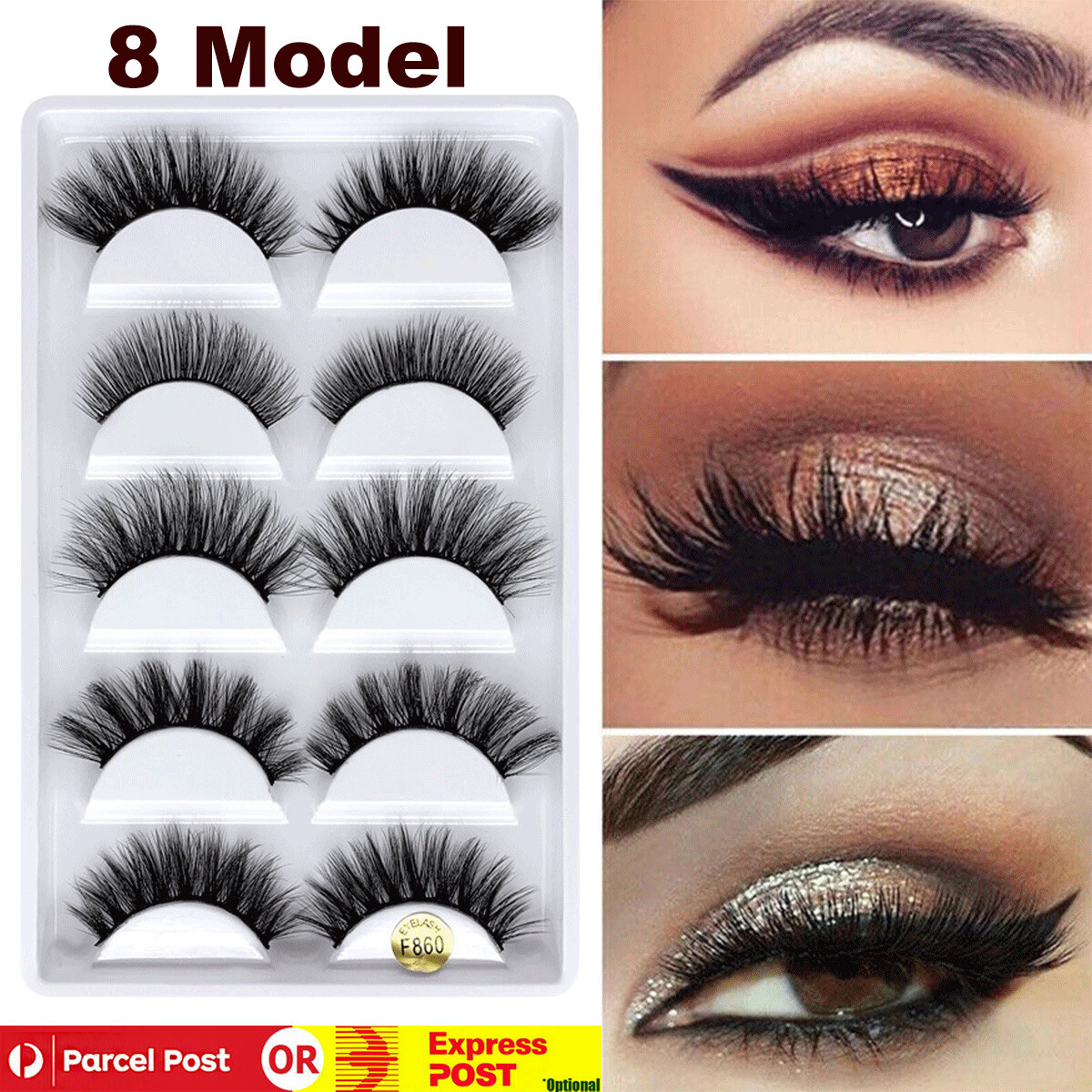 5 Pairs HUAPAN G803 3D False Eye Eyelashes Natural Black Long Faux Mink Hair Set