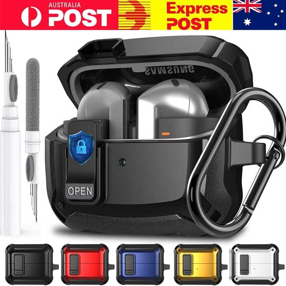 For Samsung Galaxy Buds3 Pro Case Cover Cleaning Pen Kit Carabiner Black 360 FE