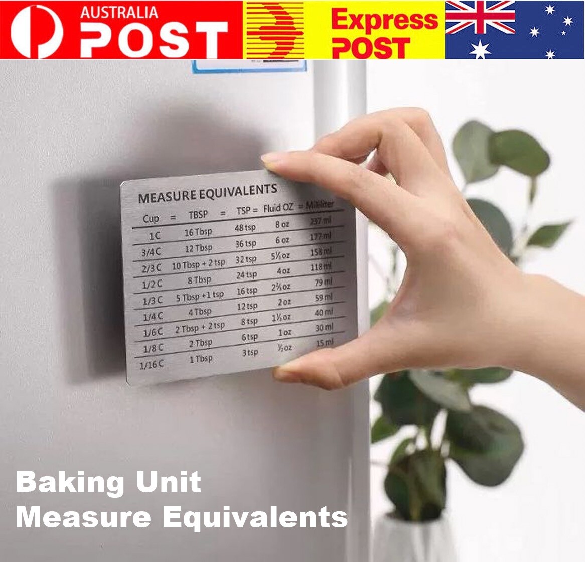 Fridge Magnet Measure Conversion Chart Kitchen Cooking Tool Silver 11cm 8.5cm ML
