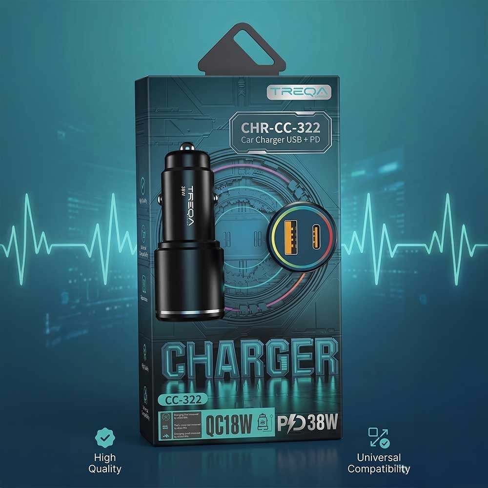 QC3.0 USB PD Fast Car Charger Adapter 48W Dual USB-C USB-A iPhone Samsung Cable