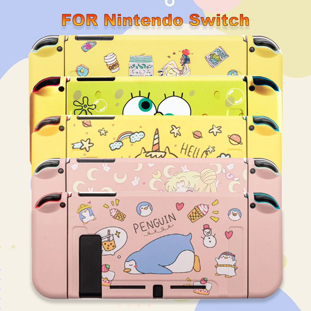 Nintendo Switch Cartoon TPU Soft Shell Protective Case Cover Star&Rabbit 87G PC