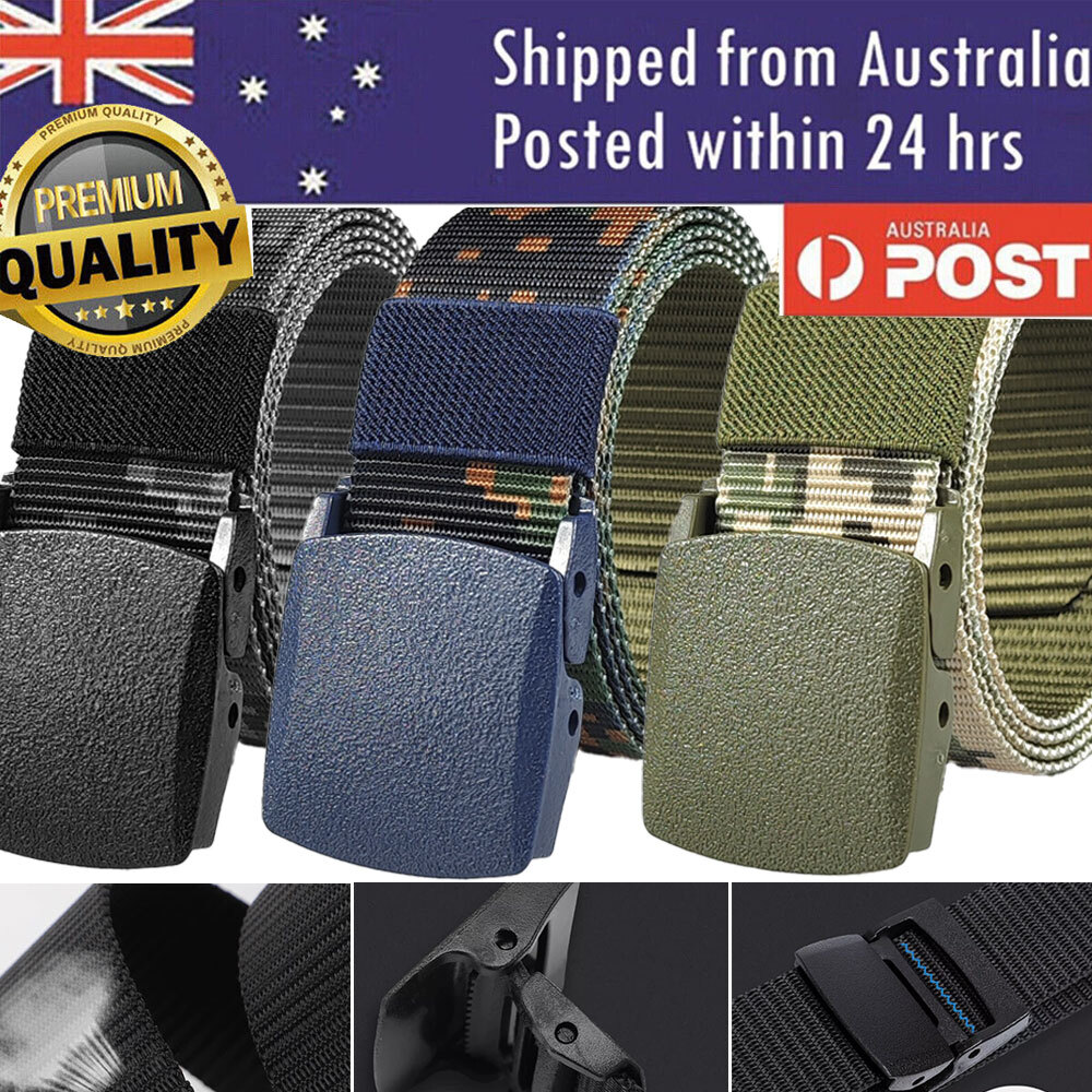 Mens Tactical Belt Adjustable Nylon Outdoor Sports Travel 124cm YKK Buckle Work