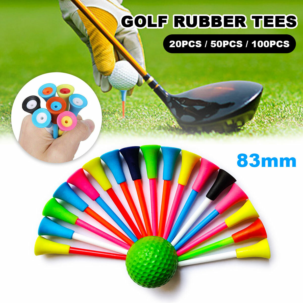 83mm Golf Tees 60pcs Multicoloured Plastic Rubber Cushion Top Durable GFTE China