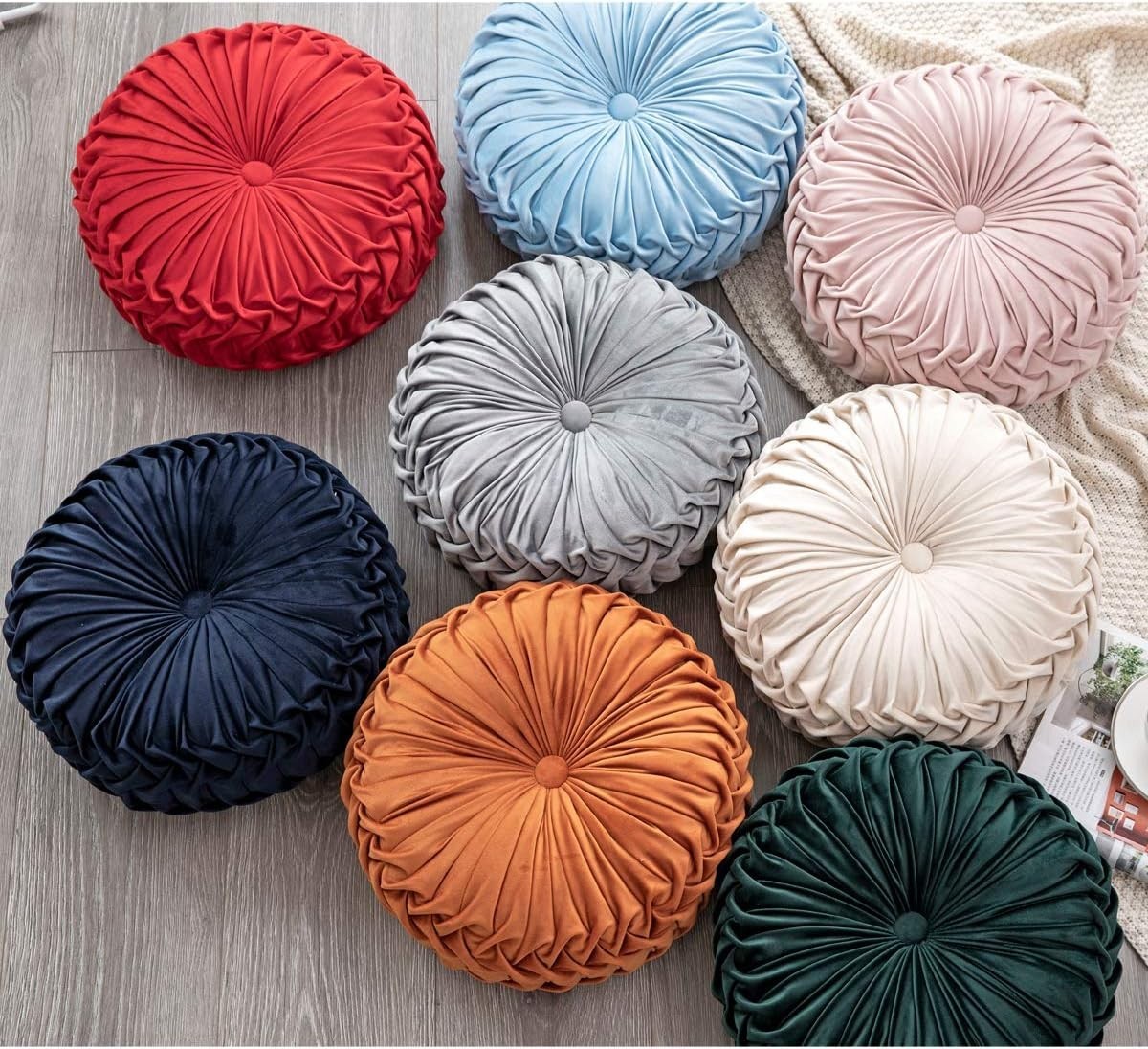 Round Pumpkin Cushion Floor Pillow Sofa Bedroom Living Room Plush Red 38cm soft