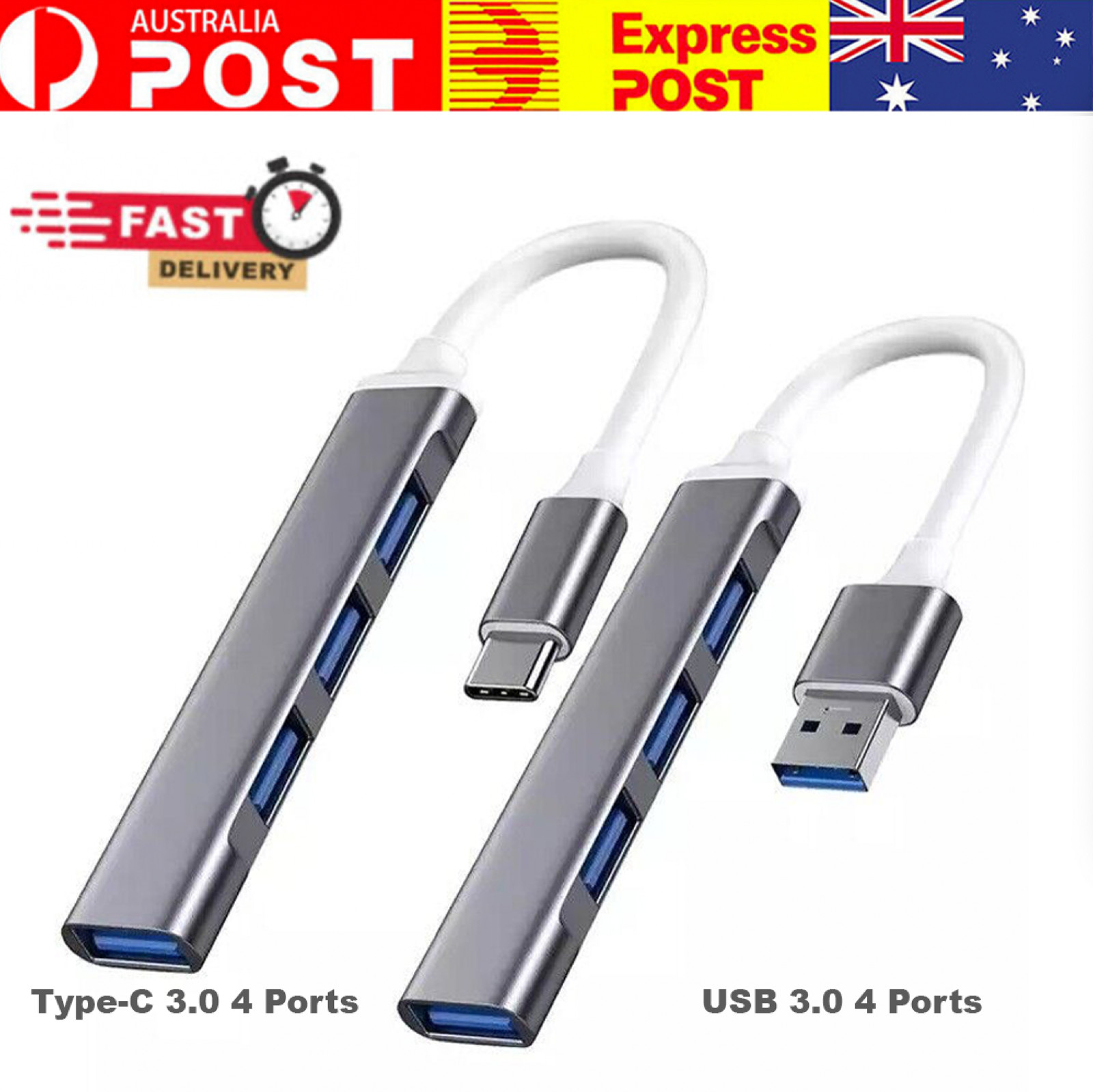 USB Type-C 4-in-1 Hub 4 Port USB 3.0 5Gbps High Speed Compact Portable Slim Data