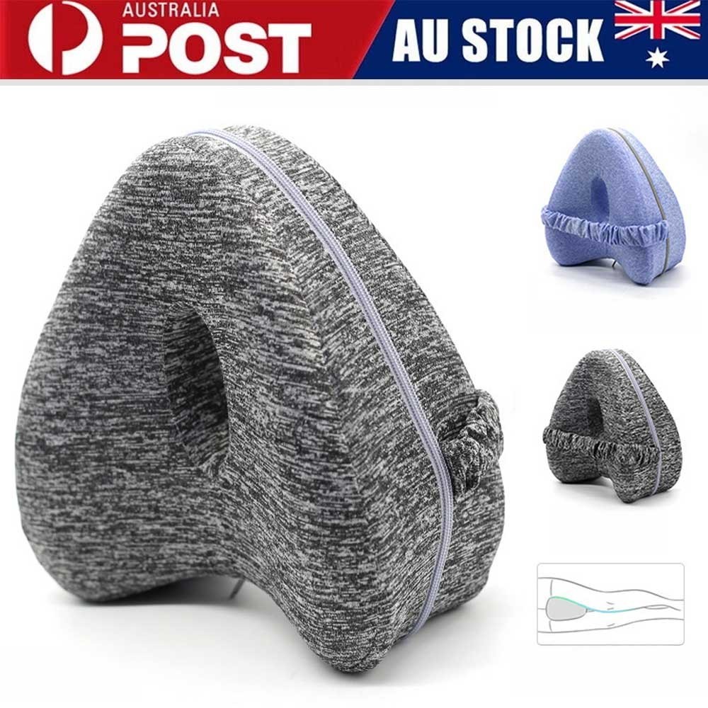 Memory Foam Leg Pillow Knee Pain Relief Grey Washable Cover Bed Sofa 25 23 13 cm