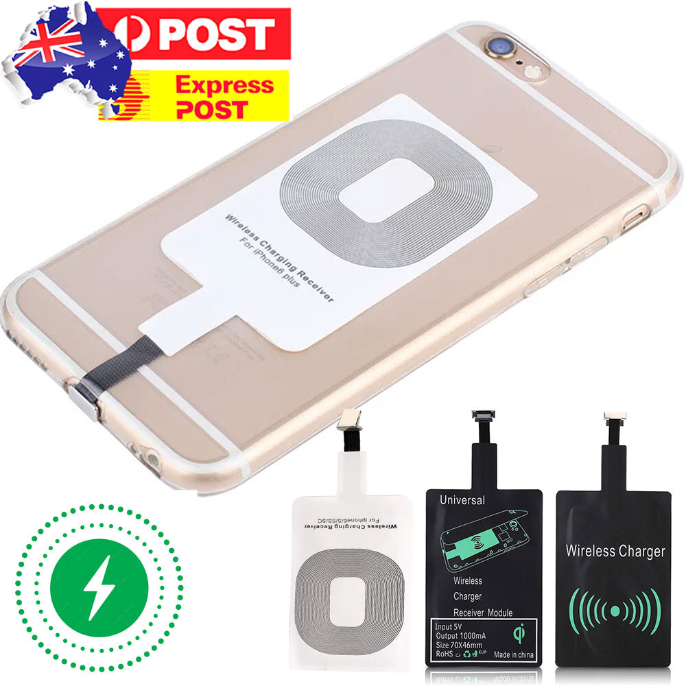 Universal Ultra Slim Wireless Charging Receiver For iPhone Android Black 12V USB
