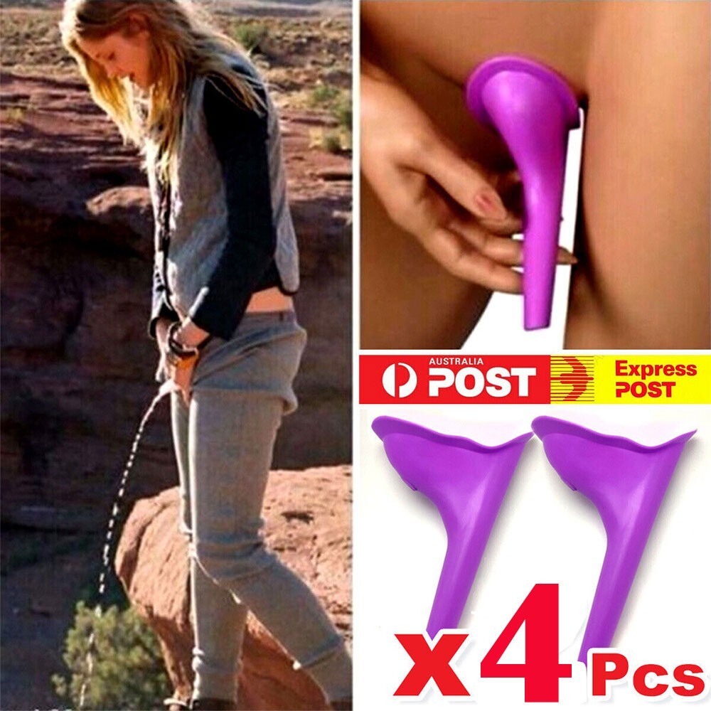 X4 Portable Camping Female Urinal Funnel Ladies Travel Reusable Silicone Purple