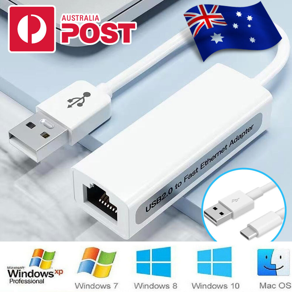USB 2.0 RJ45 Ethernet Adapter 100Mbps 10/100Mbps Portable White 15 cm For PC Mac
