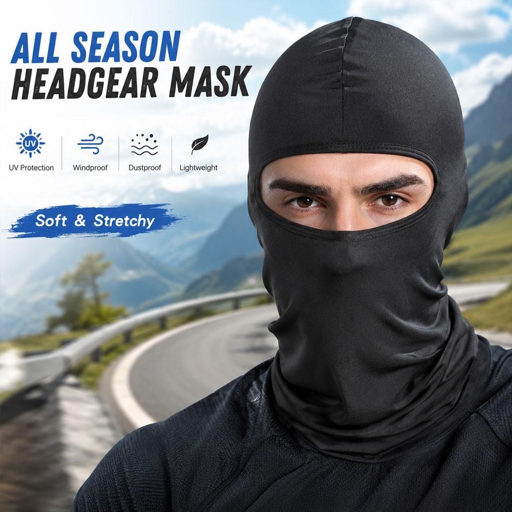Balaclava Face Mask Cycling Hood Windproof Breathable Black Size Polyester Scarf
