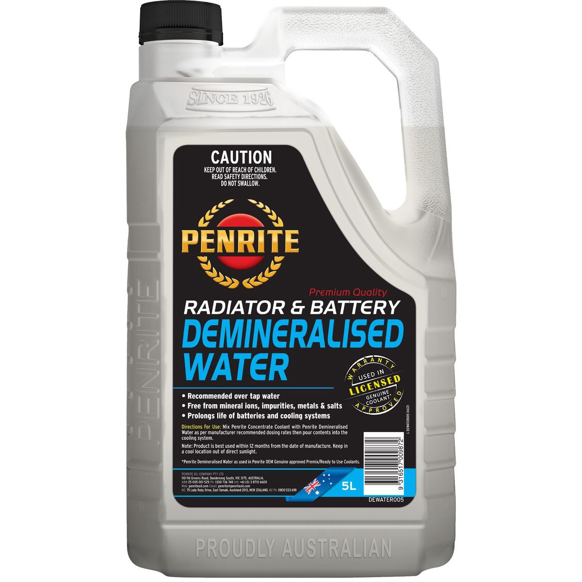 Penrite Demineralised Water 5L - DEWATER005 Auto Part