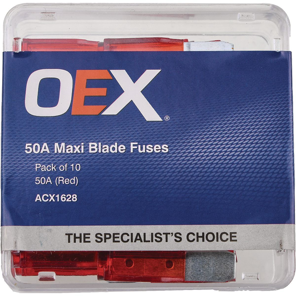 OEX Maxi Blade Fuse, 50A Red - Pack of 10 - ACX1628 Car Wiring Adapter