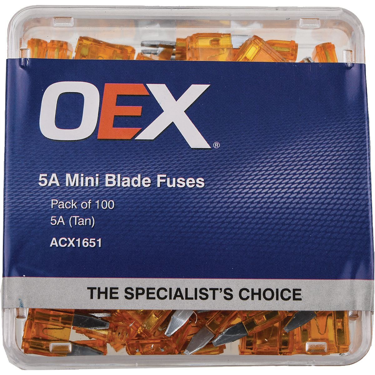 OEX Mini Blade Fuse, 5A Tan - Pack of 100 - ACX1651 Car Wiring Adapter
