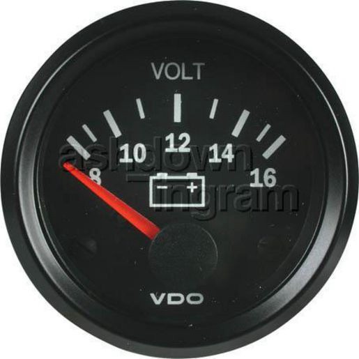 VDO Voltmeter 8 to 16V 52mm Round Analogue - 332010004 Auto