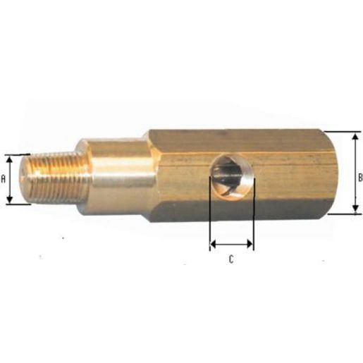 VDO Adaptor T Piece Thread ‘A' 1/4"-18NPTF Thread ‘B' 1/4"-18NPTF Thread ‘C' 1/8