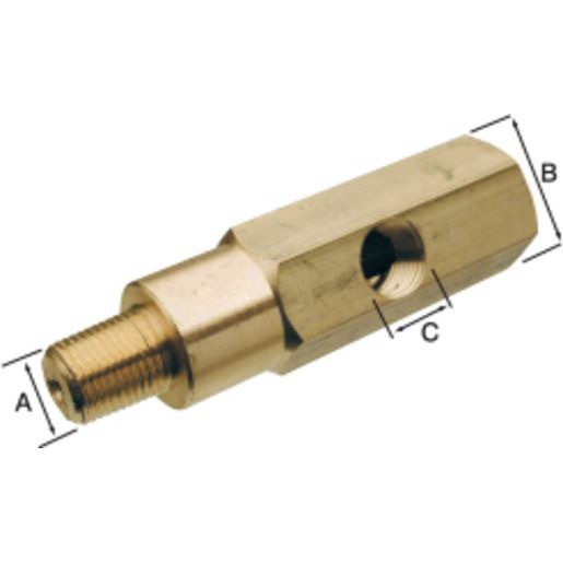 VDO Adaptor T Piece Thread ‘A' 1/8"-27NPTF Thread ‘B' 1/8"-27NPTF Thread ‘C' 1/8