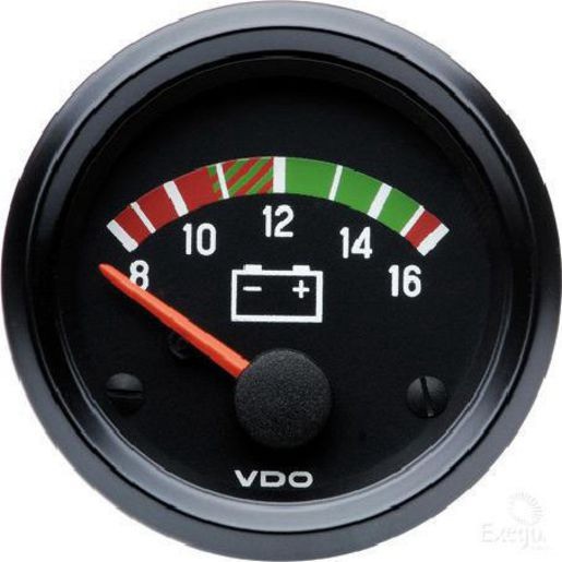 VDO Voltmeter 8 to 16V 52mm Round Analogue - 332030001 Auto