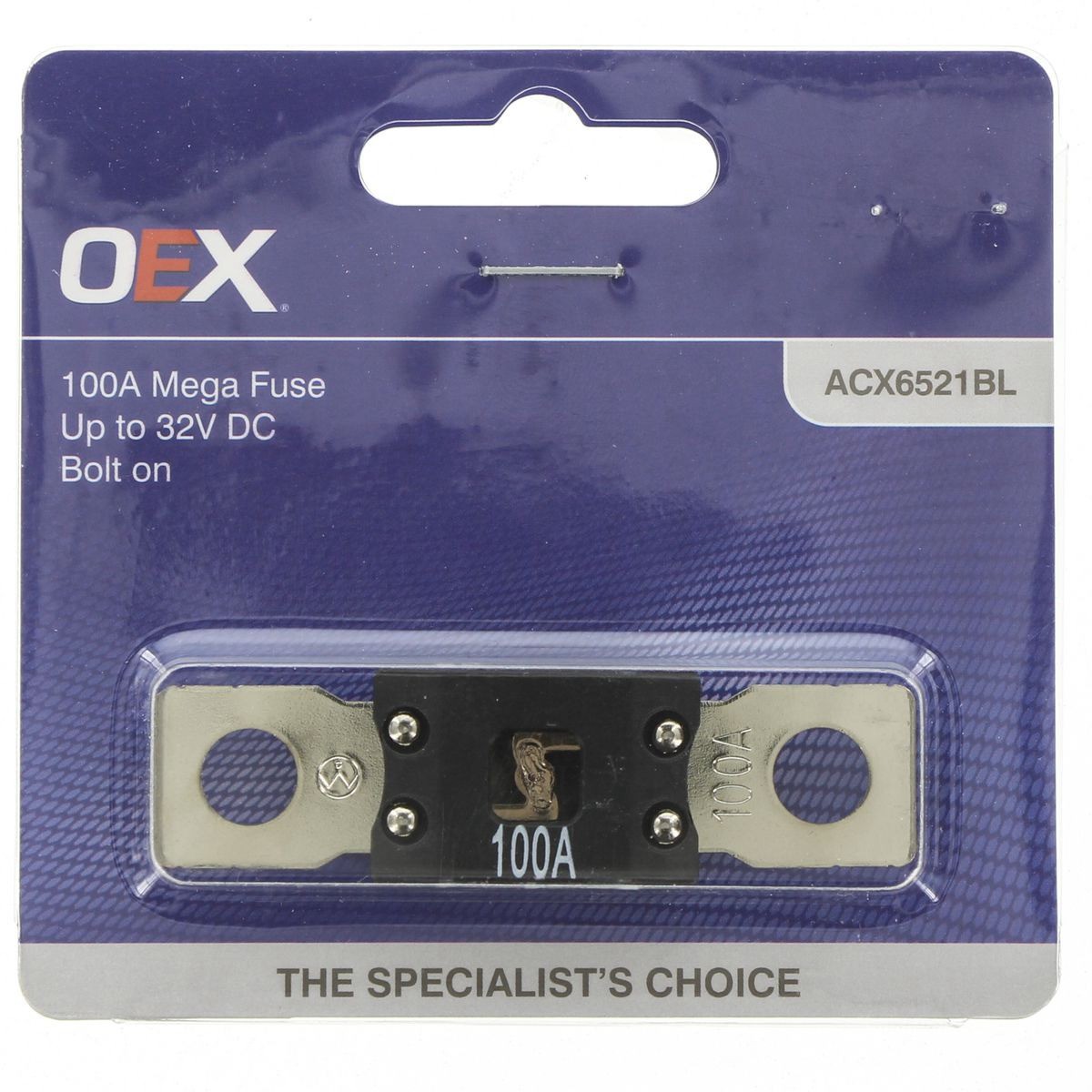 OEX Mega Fuse, 100A Bolt On - Single Pack - ACX6521BL Car Wiring Adapter