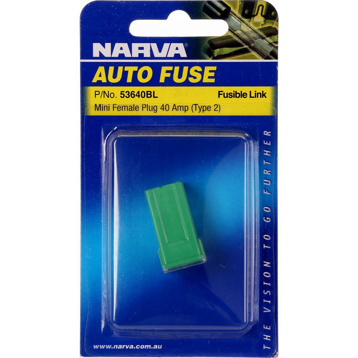 Narva Fusible Link Mini Female Type 2 40A Green 1 Pce - 53640BL Car Wiring