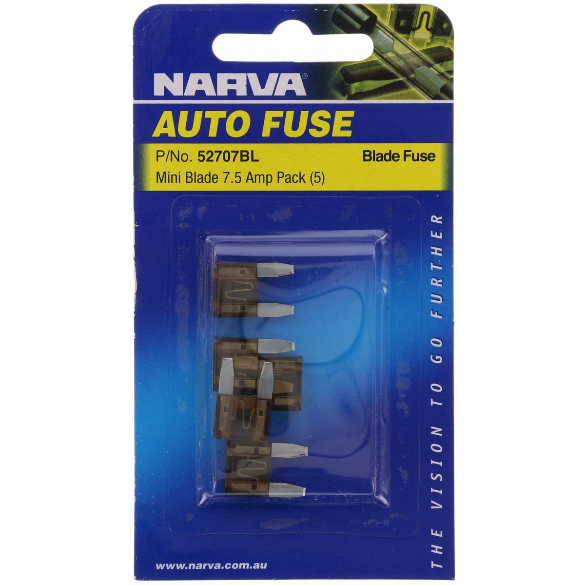 Narva Mini Blade Fuse 7.5A Brown 5 Pce - 52707BL Car Wiring Adapter Auto Part