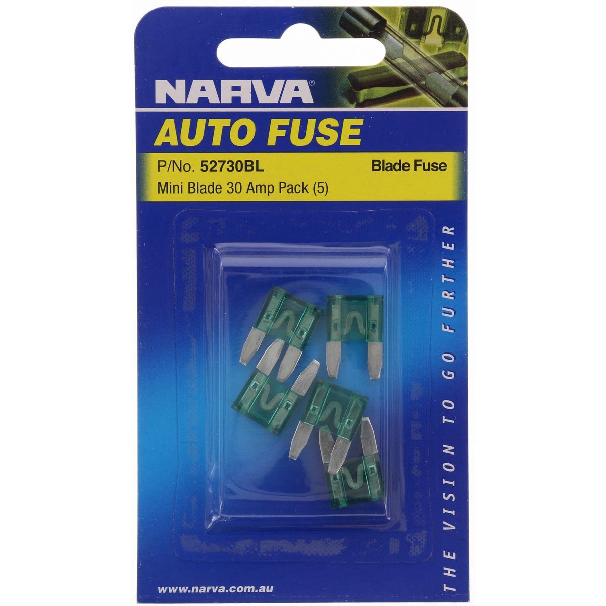 Narva Mini Blade Fuse 30A Green 5 Pce - 52730BL Car Wiring Adapter Auto Part