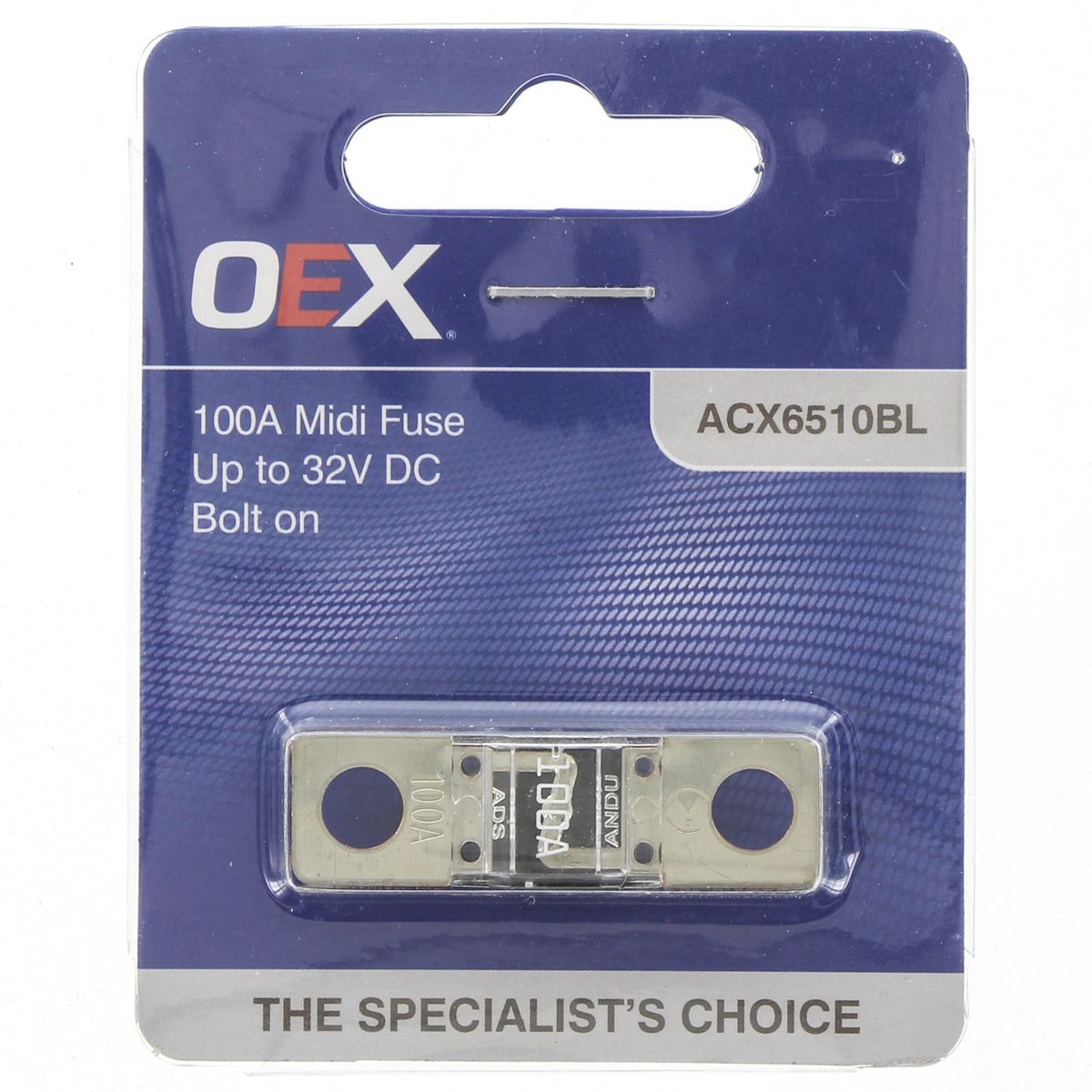 OEX Midi Fuse, 100A Bolt On - Single Pack - ACX6510BL Car Wiring Adapter