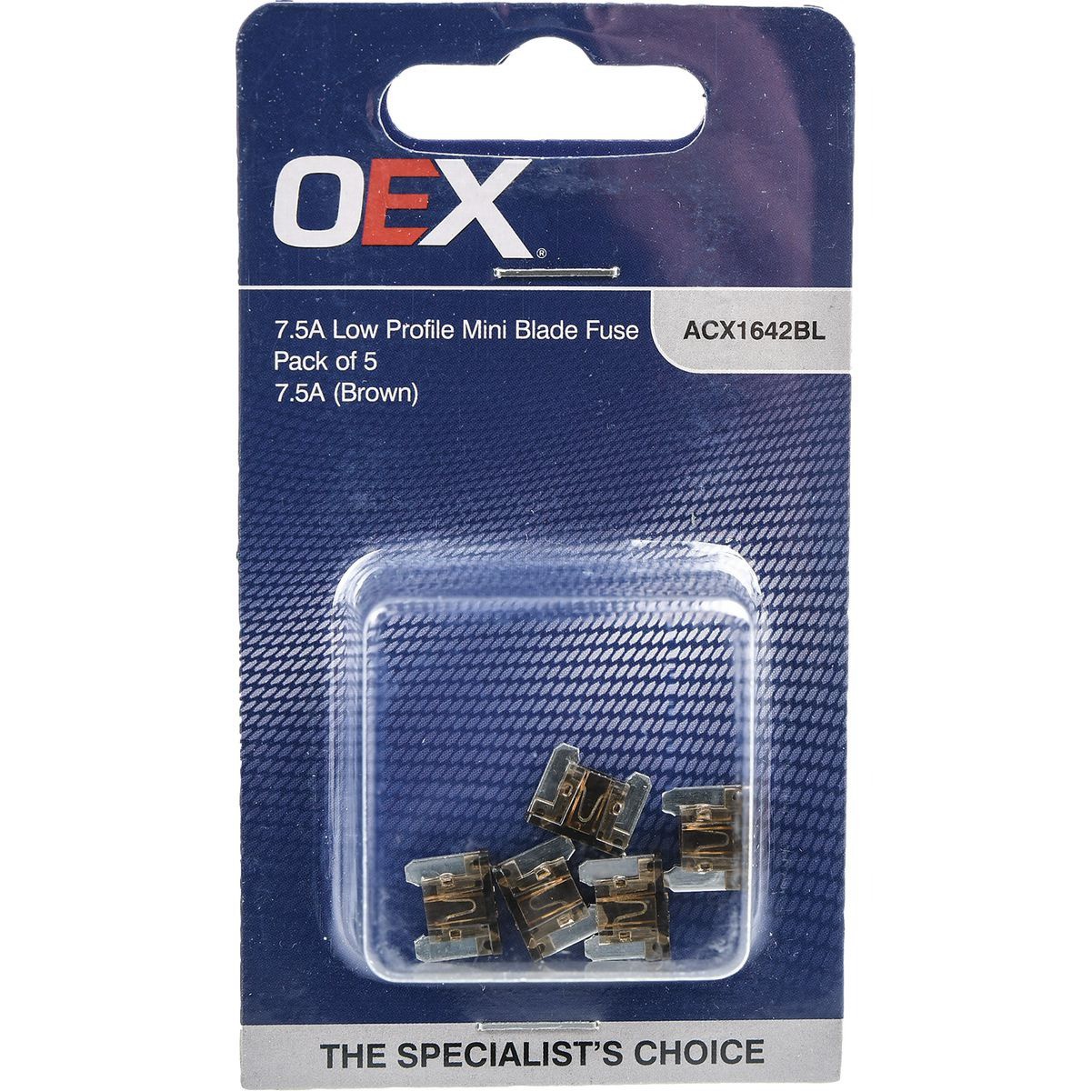 OEX Low Profile Mini Blade Fuse, 7.5A Brown - Pack of 5 - ACX1642BL Car Wiring