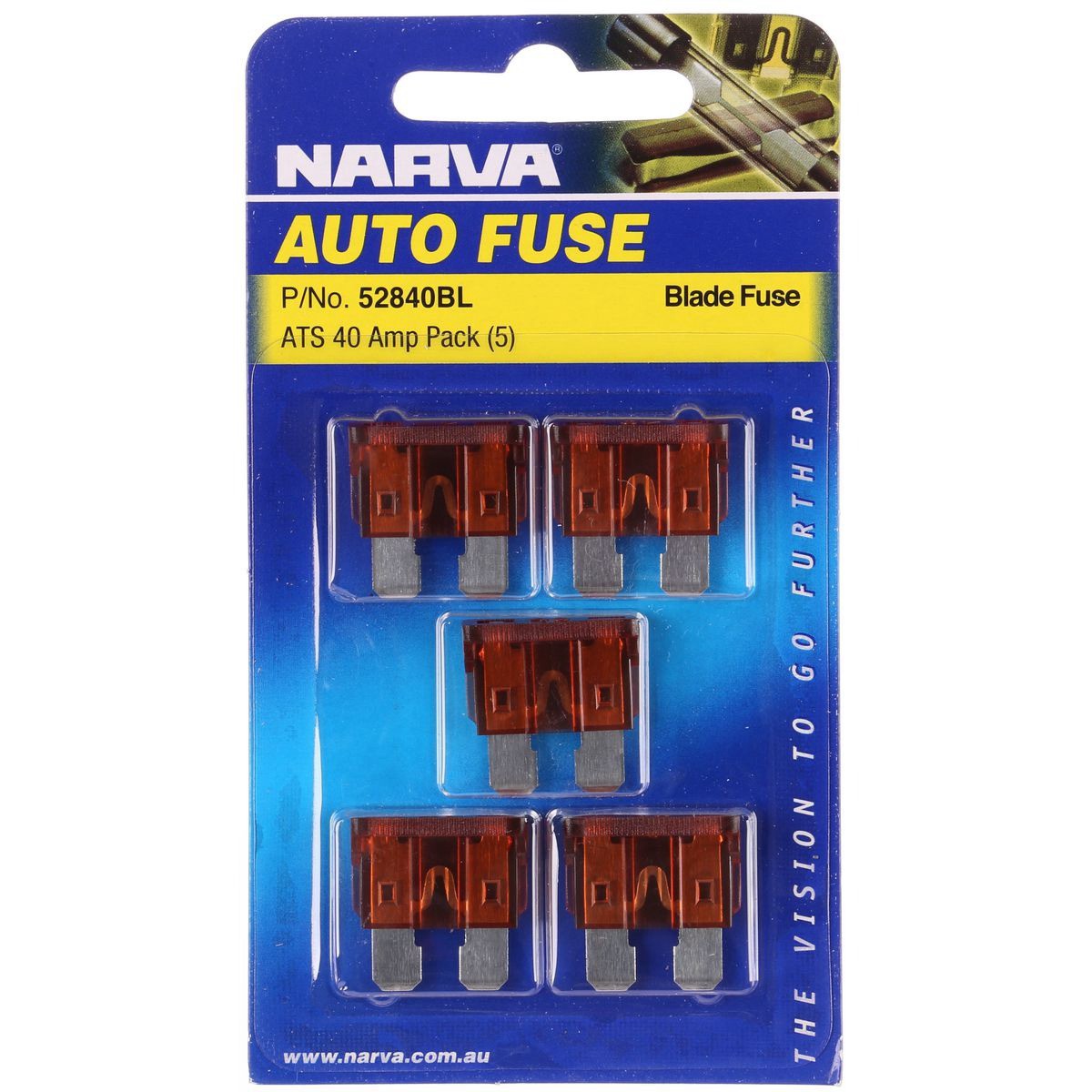Narva Standard Blade Fuse 40A Orange 5 Pce - 52840BL Car Wiring Adapter