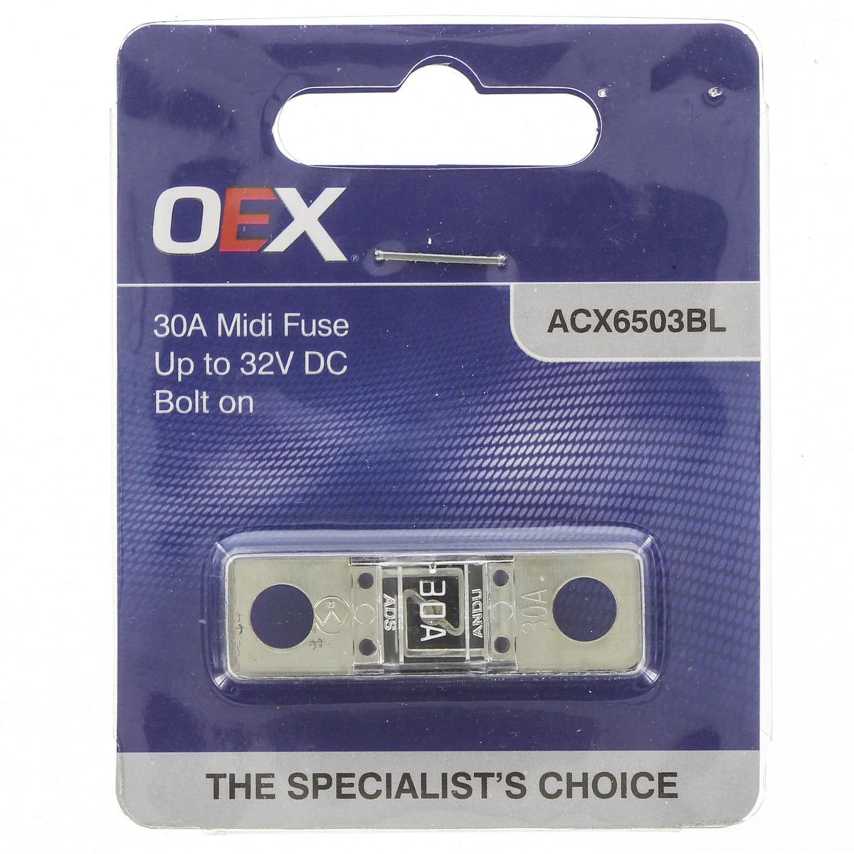 OEX Midi Fuse, 30A Bolt On - Single Pack - ACX6503BL