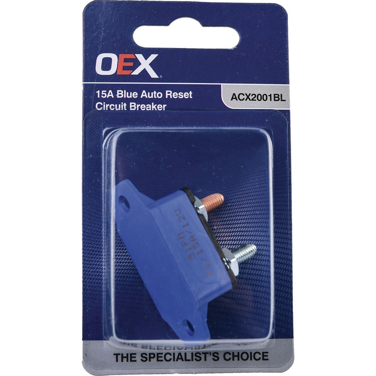 OEX 15A Blue Auto Reset Circuit Breaker - Single - ACX2001BL Car Wiring Adapter