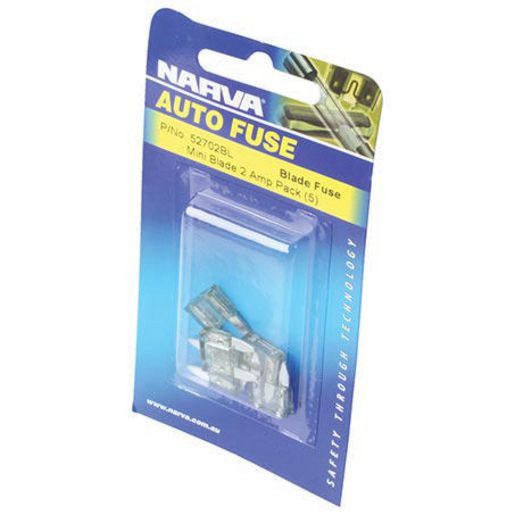 Narva Mini Blade Fuse 2A Grey 5 Pce - 52702BL Car Wiring Adapter Auto Part