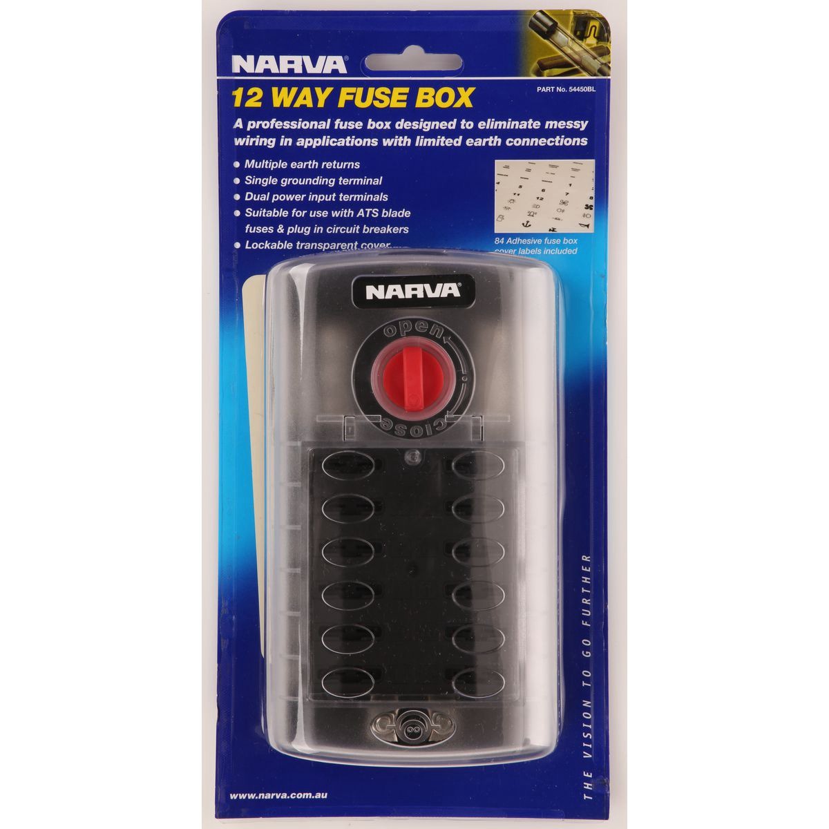 Narva Fuse Box Standard Blade 12 Way 120A 1 Pce - 54450BL UHF Radio 4WD Adapter