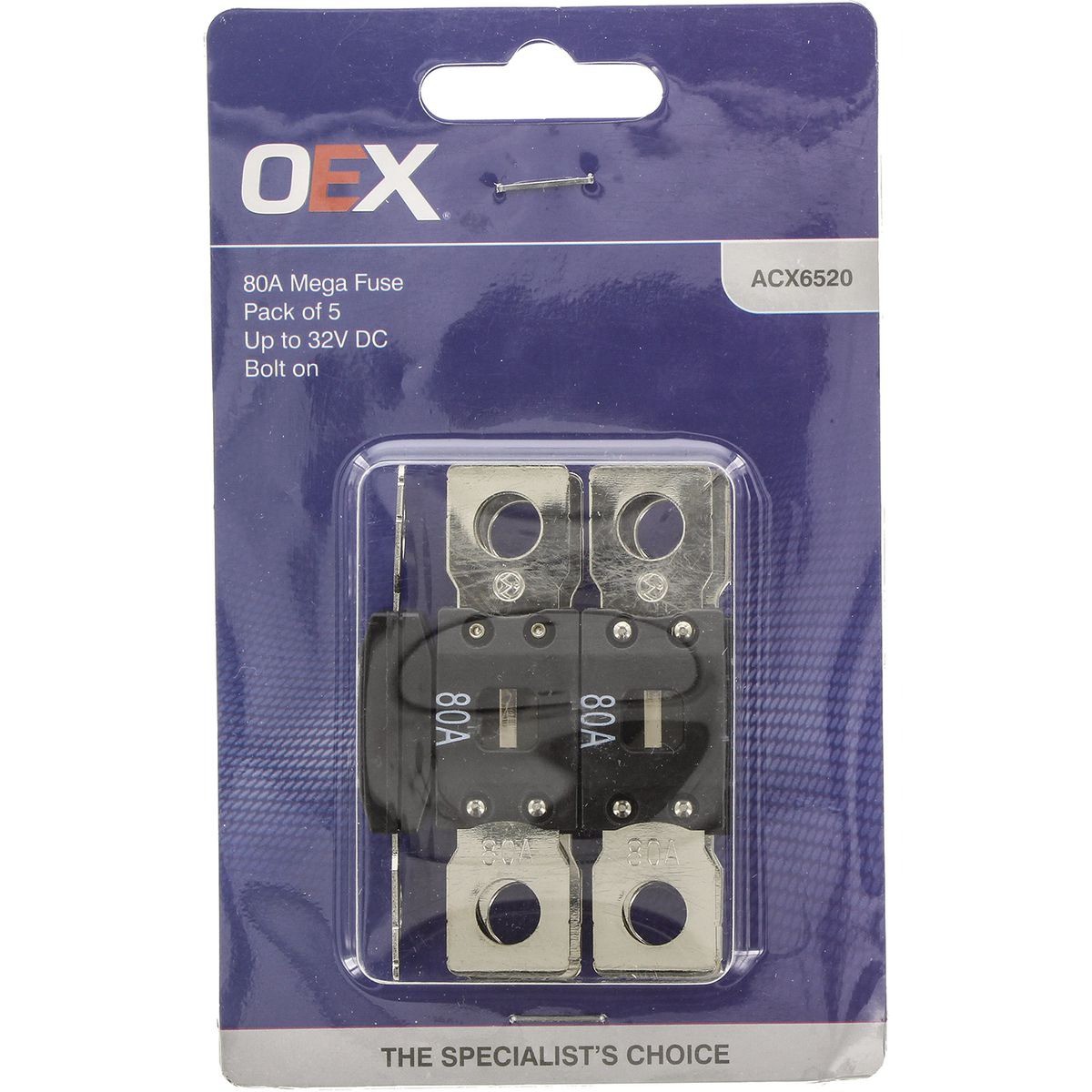 OEX Mega Fuse, 80A Bolt On - Pack of 5 - ACX6520 Car Wiring Adapter