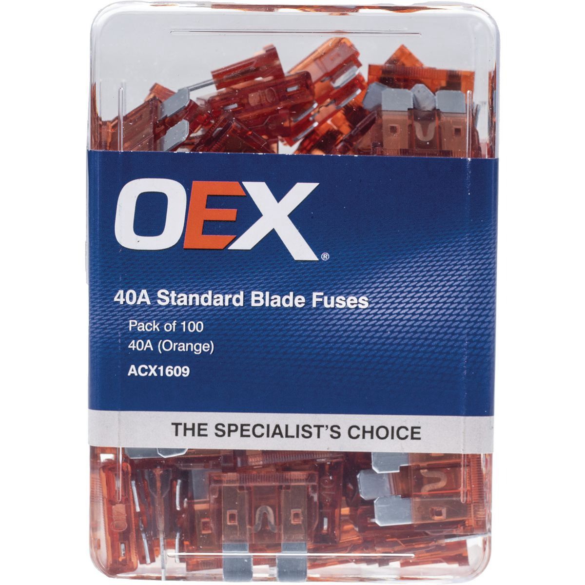 OEX Standard Blade Fuse, 40A Orange - Pack of 100 - ACX1609 Car Wiring Adapter