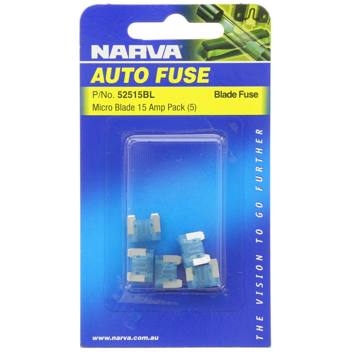 Narva Micro Blade Fuse 15A Cyan 5 Pce - 52515BL Car Wiring Adapter Auto Part