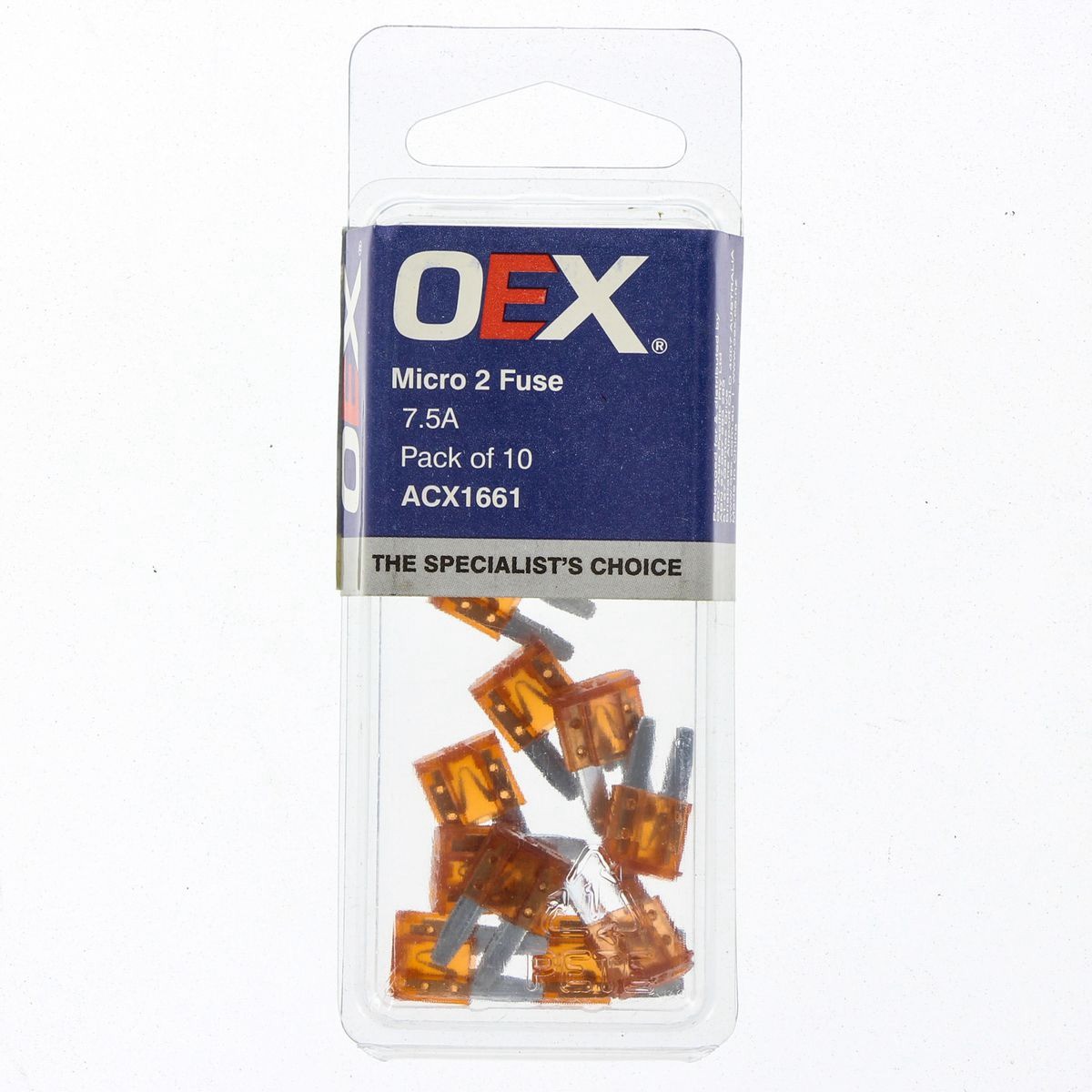 OEX Micro 2 Blade Fuse, 7.5A Brown - Pack of 10 - ACX1661 Car Wiring Adapter