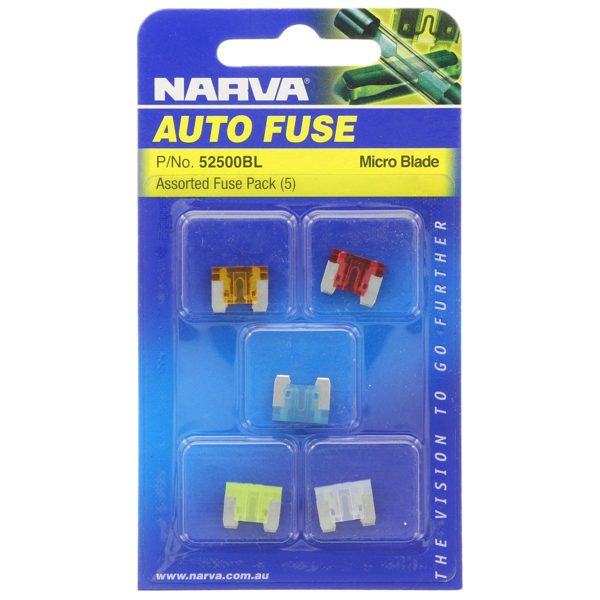 Narva Micro Blade Fuse Assortment 5 Pce - 52500BL Car Wiring Adapter Auto Part