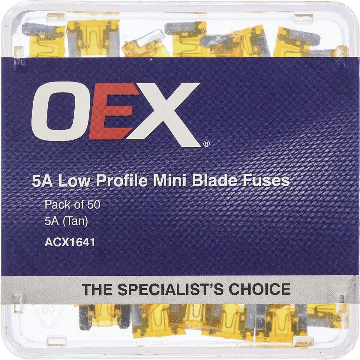 OEX Low Profile Mini Blade Fuse, 5A Tan - Pack of 50 - ACX1641 Car Wiring