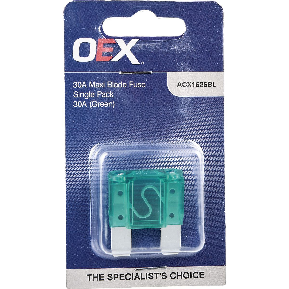OEX Maxi Blade Fuse, 30A Green - Single Pack - ACX1626BL Car Wiring Adapter