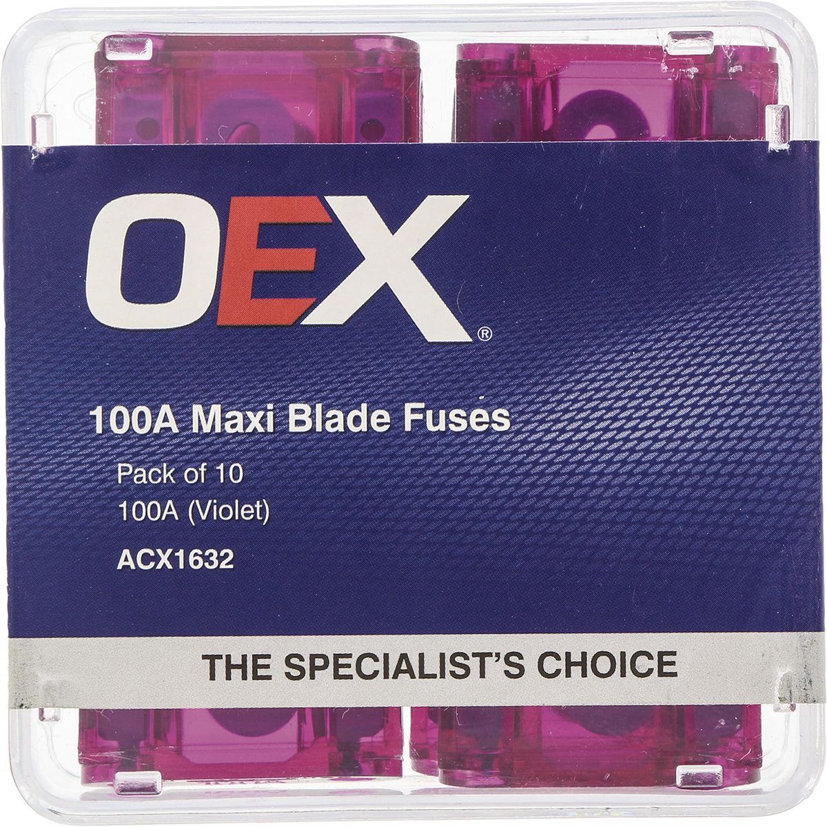 OEX Maxi Blade Fuse, 100A Violet - Pack of 10 - ACX1632 Car Wiring Adapter
